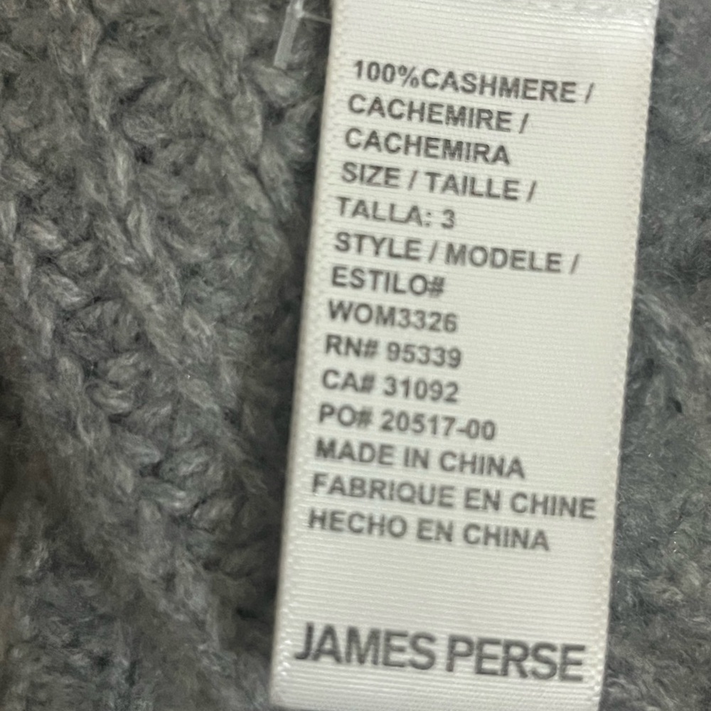 James Perse Gray 100% Cashmere Ribbed Turtleneck Sweater, size 3 - Picture 13 of 14
